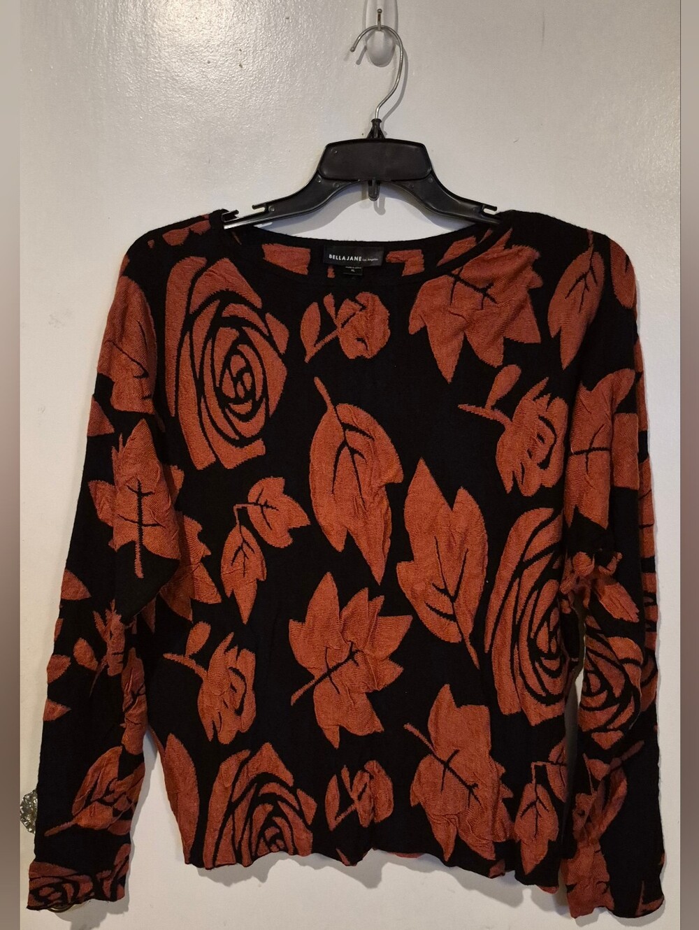 Black & Rust Floral Knit Top